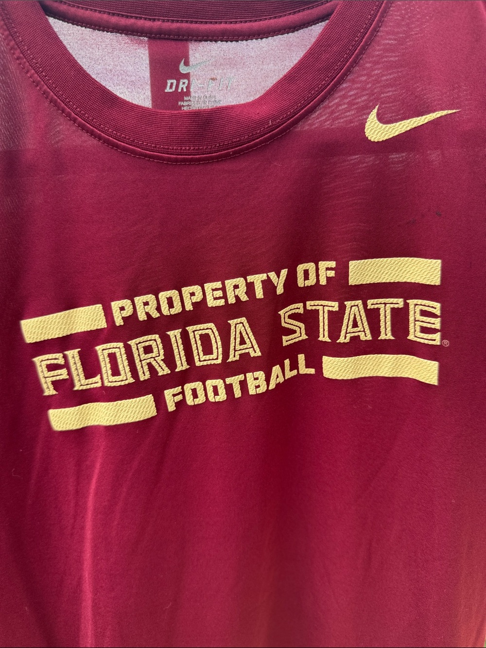Nike Kid’s Maroon Performance Football Tee with Gold Logo